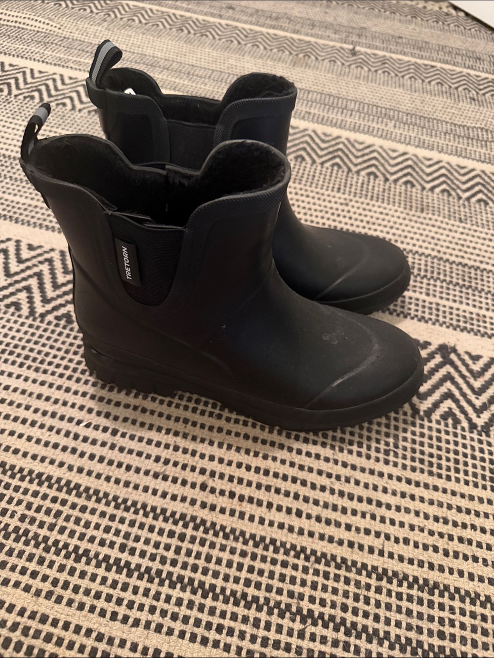 Tretorn Black Low Chelsea Waterproof Rain Boots